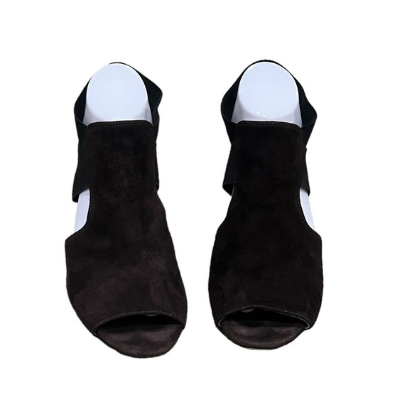 Via Spiga Brown Suede Elastic Band Wedge Sandals Size 9.5 Women's - Picture 3 of 10